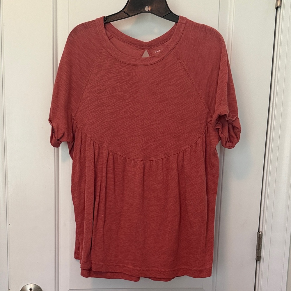 American Eagle Dark Salmon  BoHo Short Sleeve Top